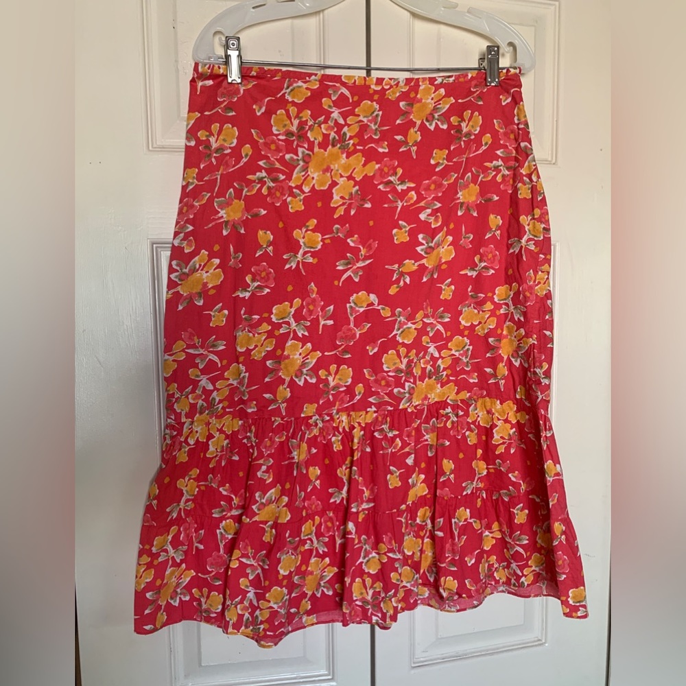 Calvin Klein Pink Floral Midi Skirt